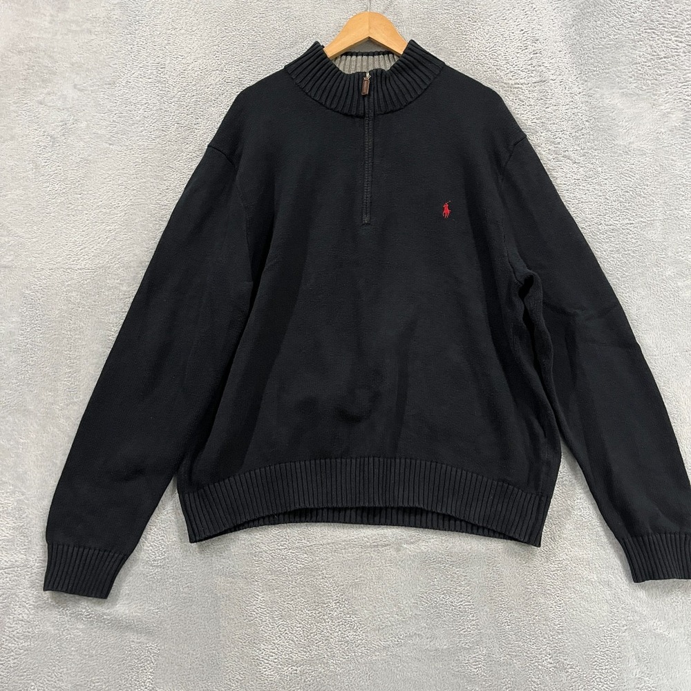 Vintage Polo Ralph Lauren Sweater Mens 2XL 1/4‎ Zip Knit Pullover Office Career